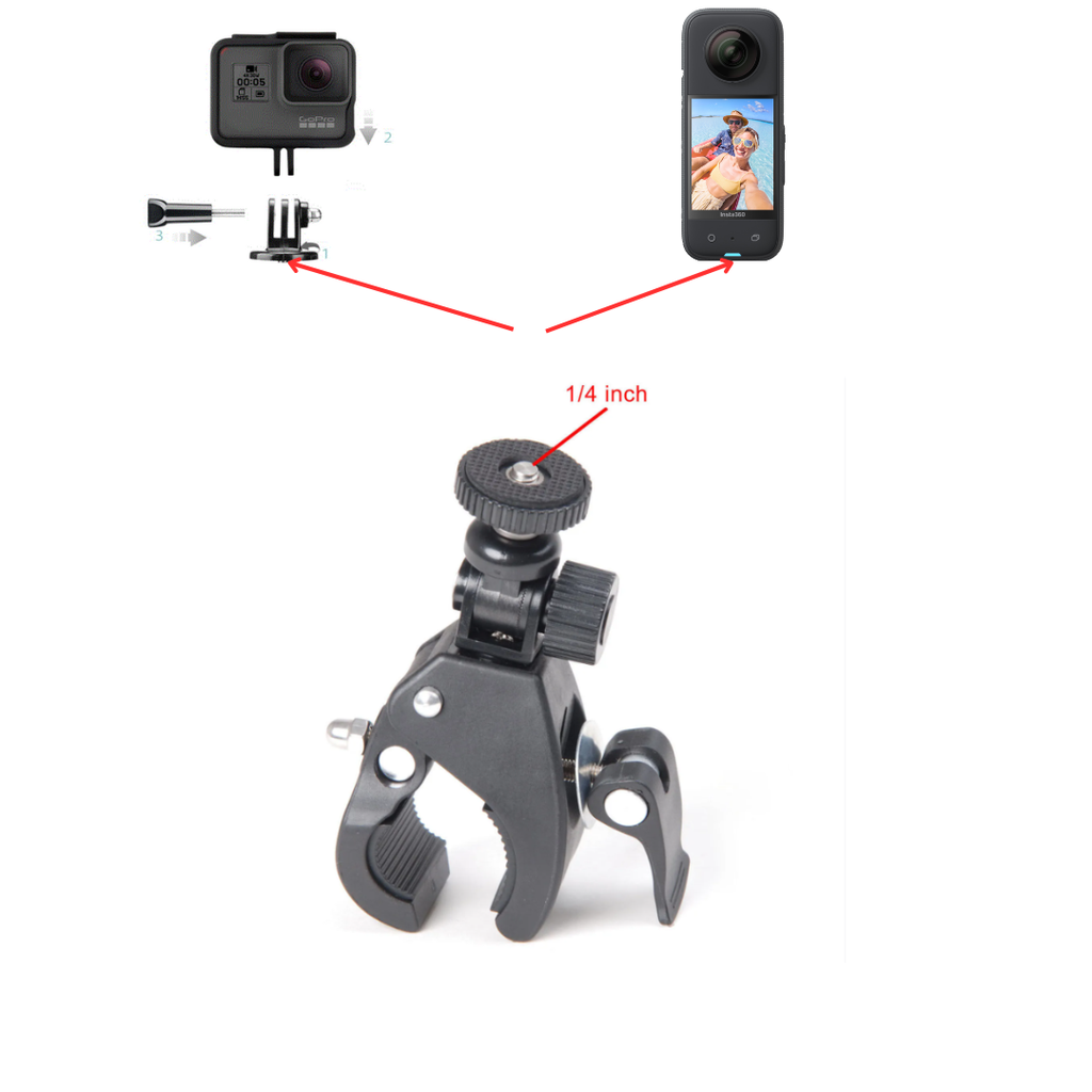 Phụ kiện kẹp ghi đông xe đạp, xe máy cho GoPro,Insta360, ActionCam