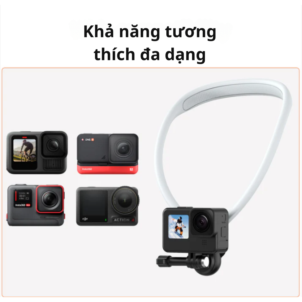 Vòng đeo cổ Vrig Ac 01 SE gắn Actioncam thao tác nhanh chóng dây cố định chống rung lắc