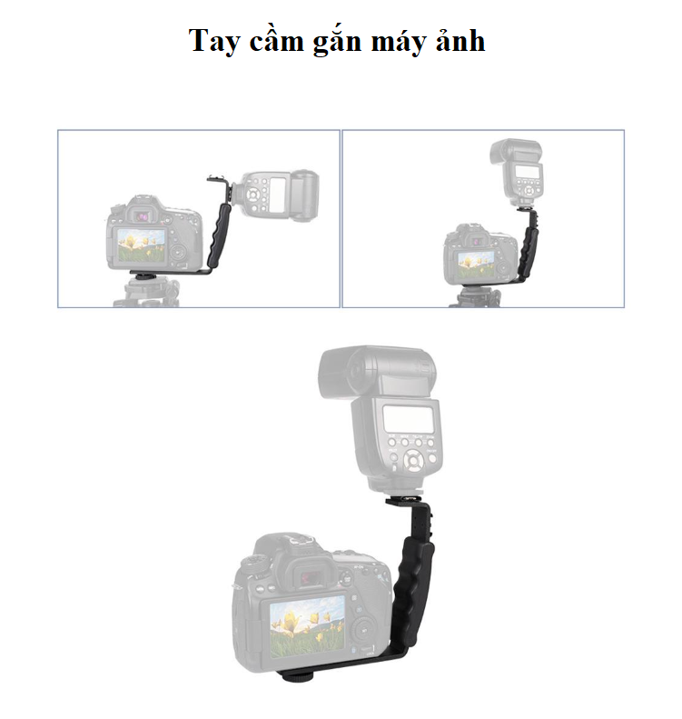 Giá Đỡ Chữ L gắn Đèn Flash ,Micro  2 Ngàm cho Gimbal ,Vlog