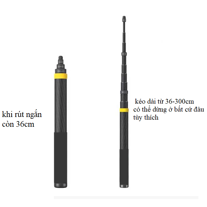 GẬY INSTA360 CARBON FIBER 3 MÉT -  Insta360 3m 9.8ft Extended Edition Selfie Stick