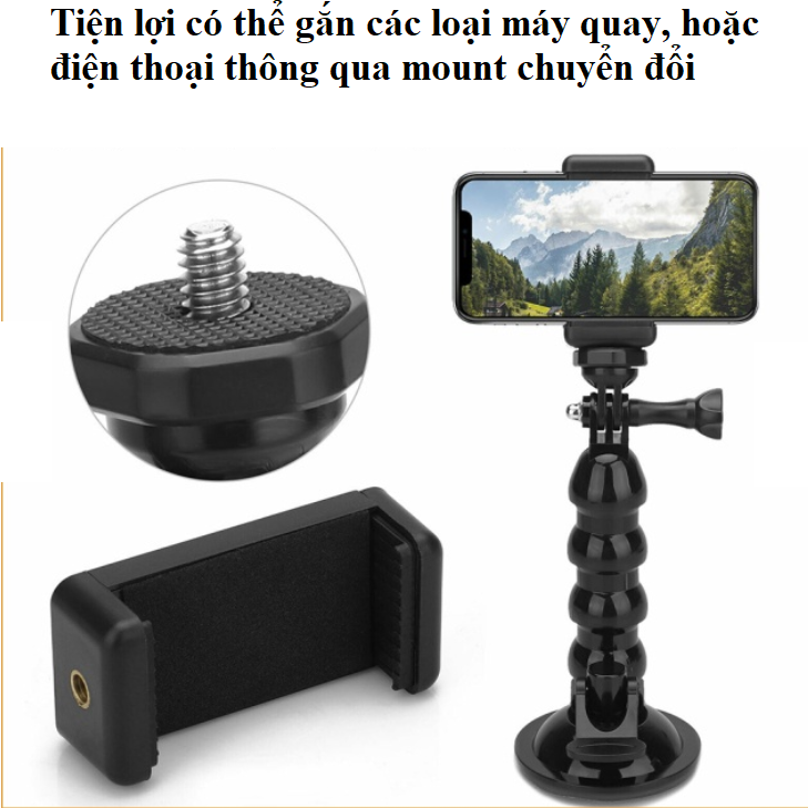 Đế Hút Chân Không Gắn Xe Hơi Điều Chỉnh Được Cho Gopro Action