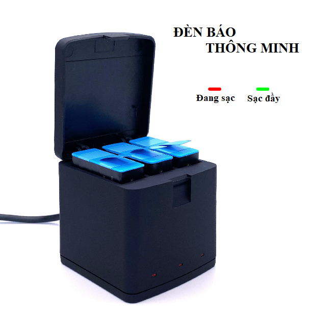 Hộp Sạc 3 Pin Cho GoPro Hero 5 6 7 8 9 10 11 12 Black có đèn báo