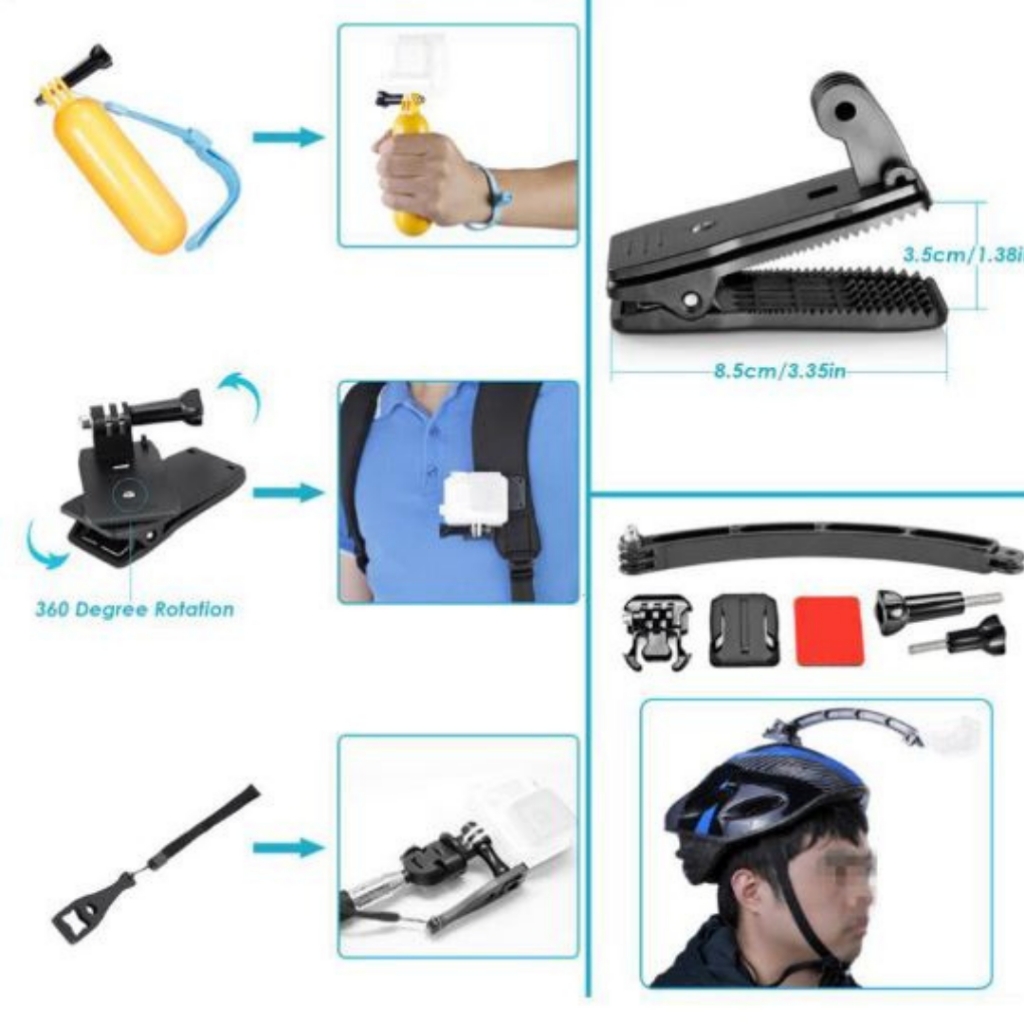 Bộ phụ kiện Actioncam 50/120 in 1 cho GOPRO Hero 11 10 9 8 7 6 5 Black INSTA360 , Actioncam cao cấp