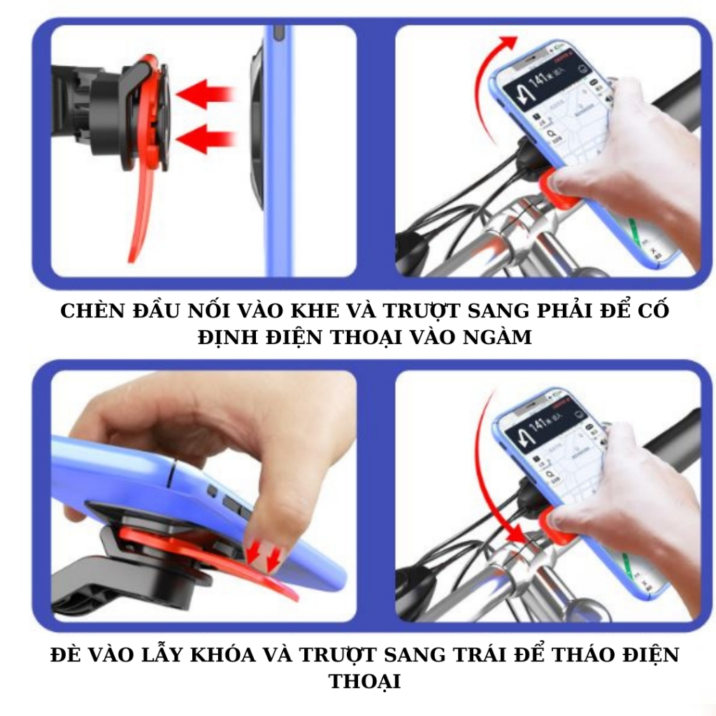 Giá đỡ điện thoại thao tác nhanh gắn ghi đông - Kiểu Quad Lock