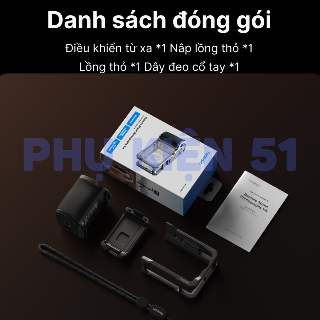 Báng tay cầm Telesin Bluetooth Action 6 chụp hình đường phố chụp hình từ xa