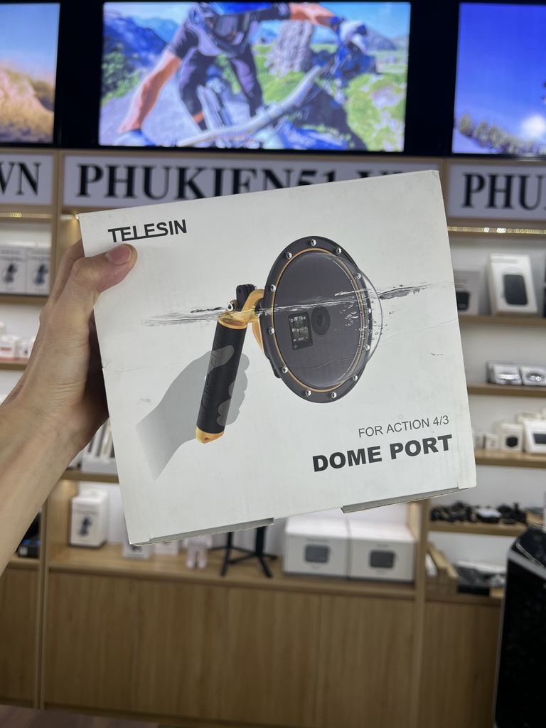 Dome Port chống nước TELESIN cho Osmo Action 5 Pro/ 4 /3 quay nửa trên nửa dưới