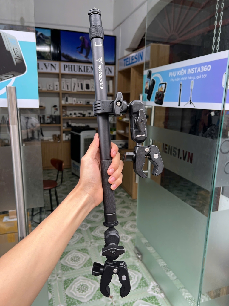 Bộ kẹp Motowolf MDL 3531 gắn Actioncam Insta360  Gopro Actioncam hợp kim nhôm