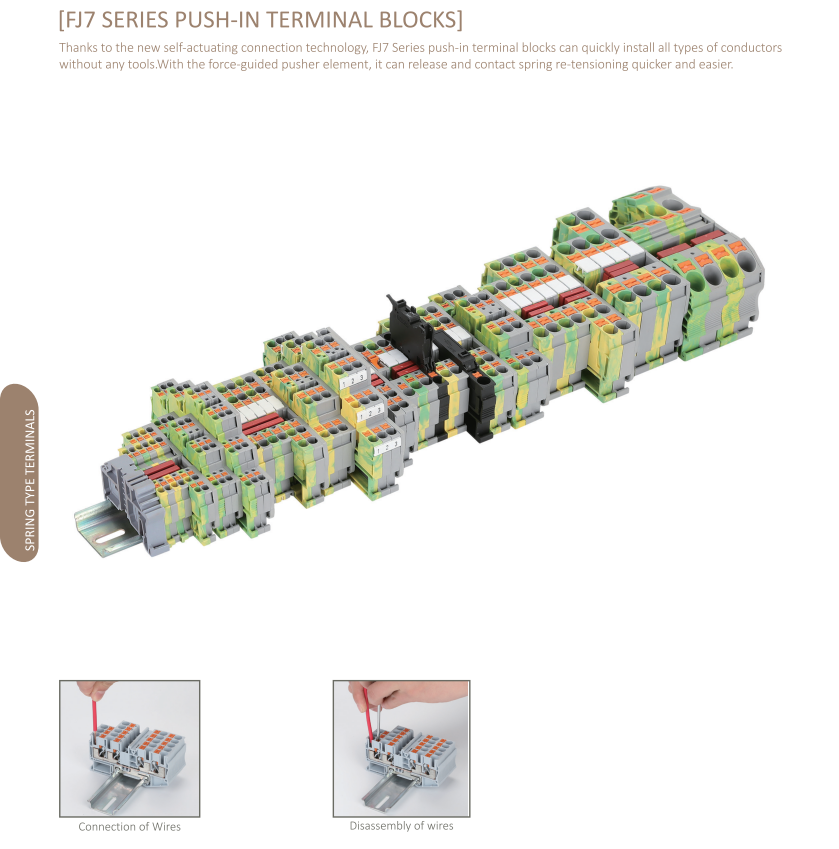 FJ7 SERIES MULTIPLE DECK PUSH-IN TERMINAL BLOCKS