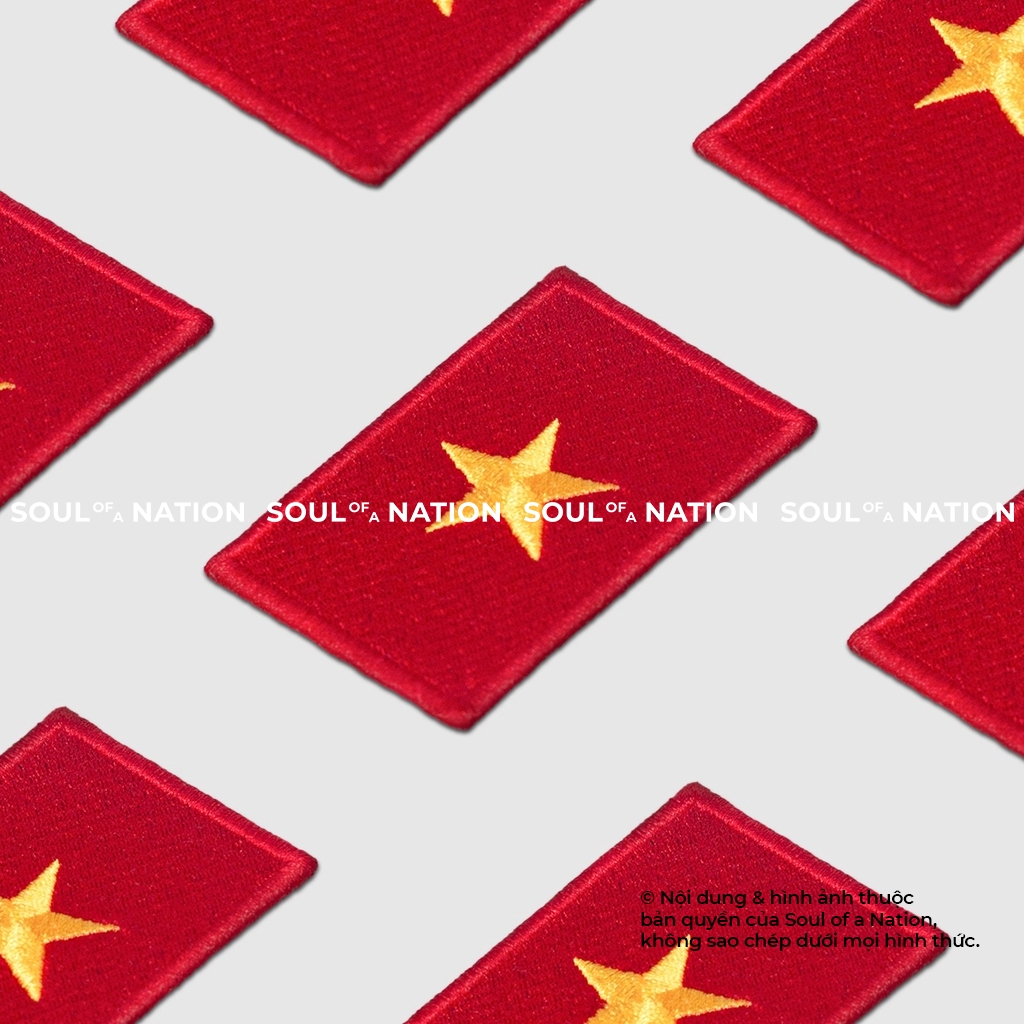Patch thêu hình chữ nhật cờ Việt Nam theo yêu cầu