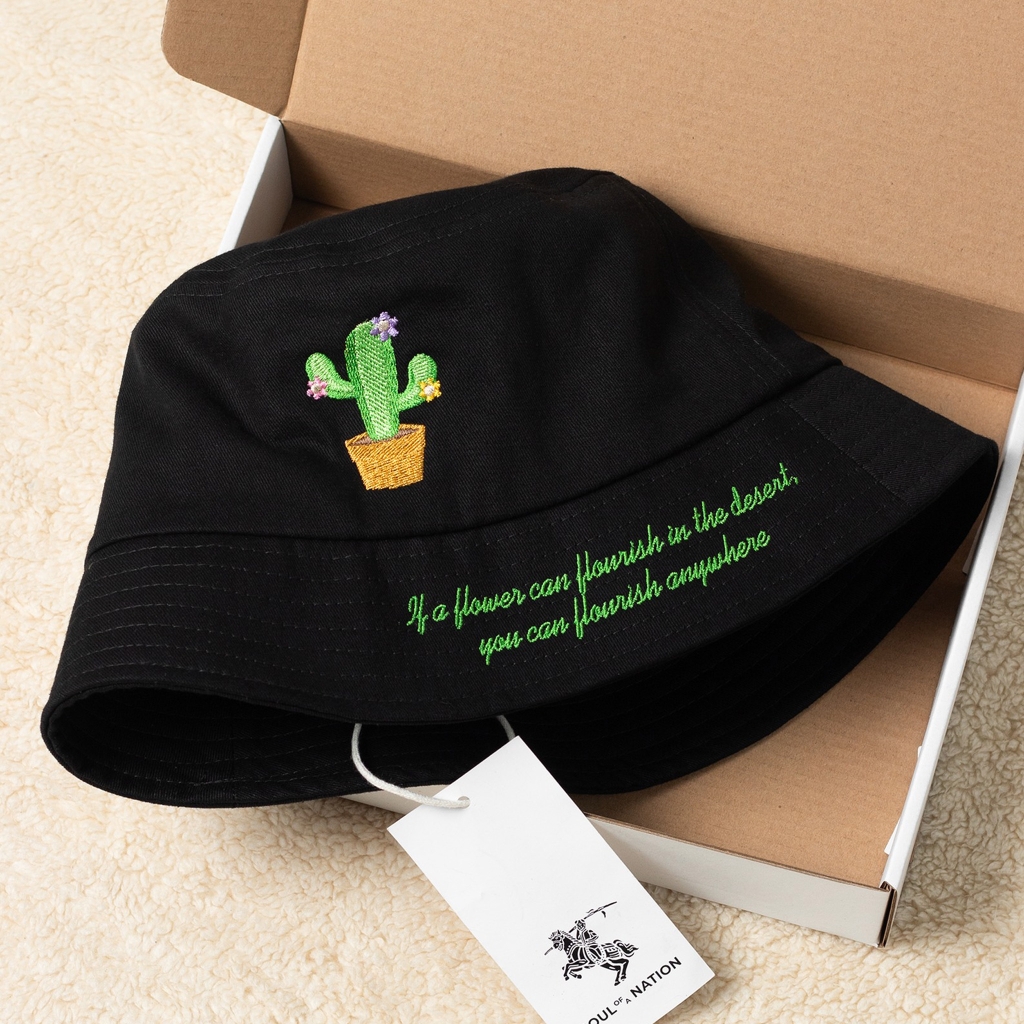 Dự án Nón bucket thêu xương rồng và thông điệp theo yêu cầu