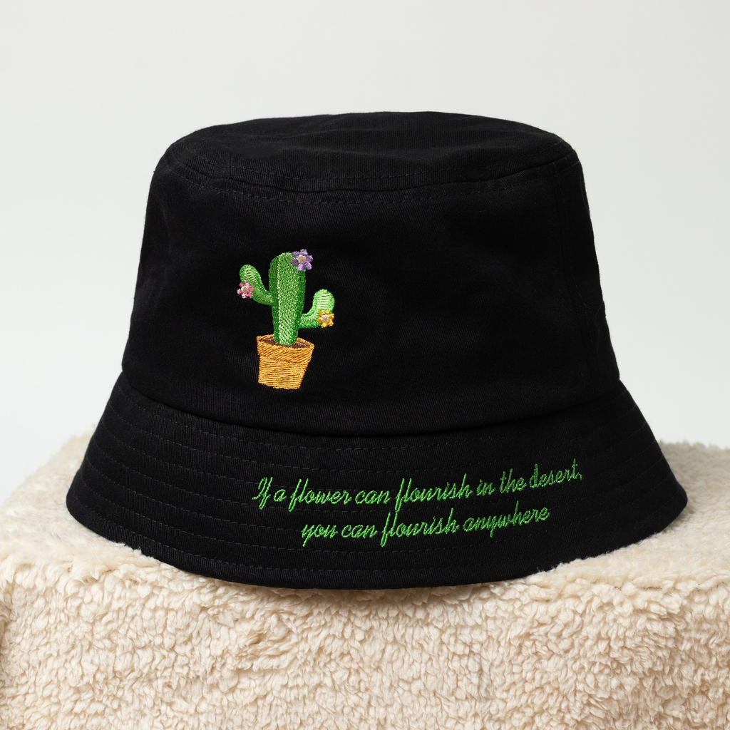 Dự án Nón bucket thêu xương rồng và thông điệp theo yêu cầu