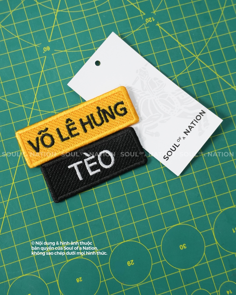 Patch thêu hình chữ nhật Tên Võ Lê Hưng, Tèo theo yêu cầu