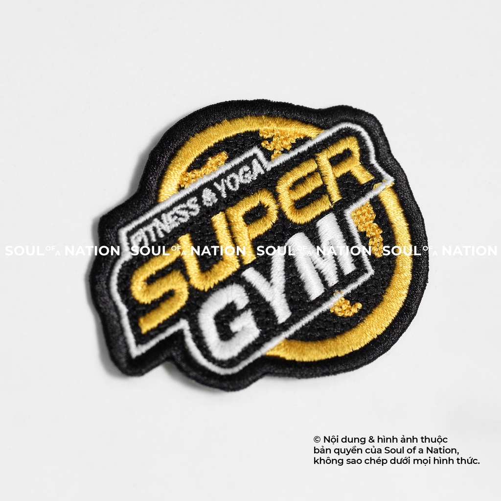 Patch thêu hình ôm viền Super Gym theo yêu cầu