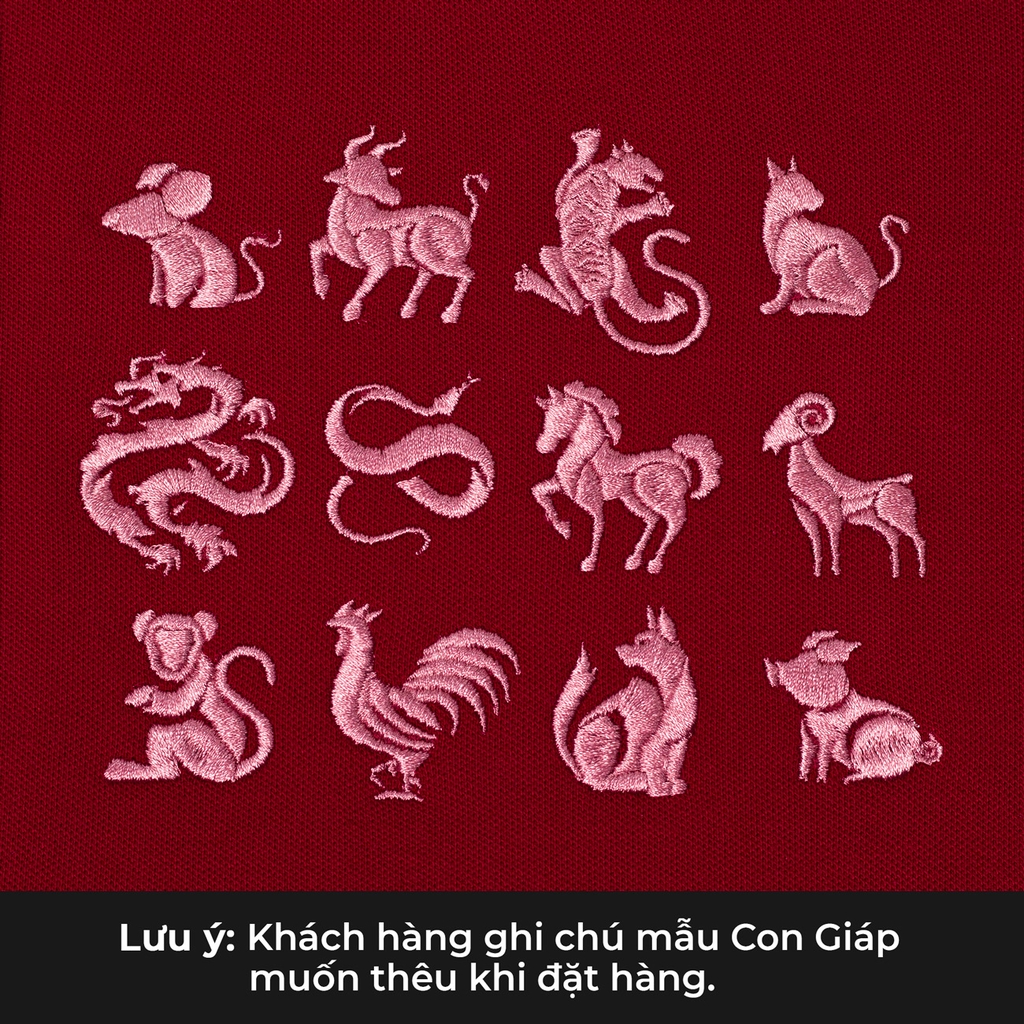 Áo Polo Cotton Pique - Thêu 12 Con Giáp Tinh Tế