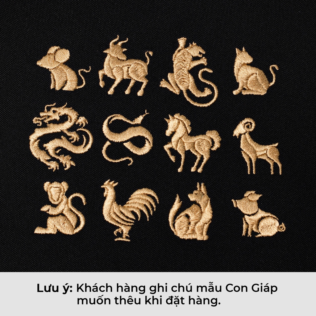 Áo Polo COOLight Phối Cổ - Thêu 12 Con Giáp Tinh Tế
