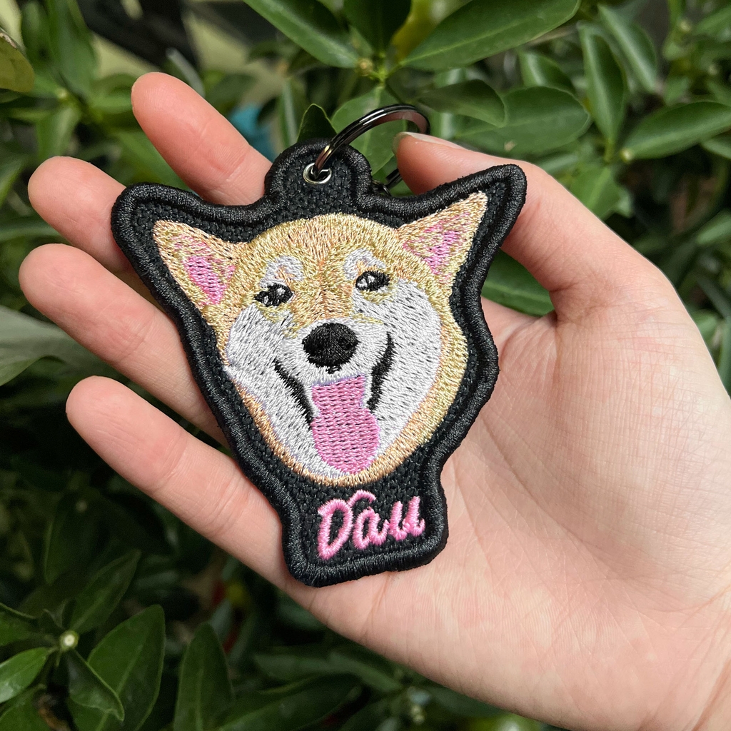 Dự án Móc khóa thêu chân dung thú cưng chó Mun & chó Dâu