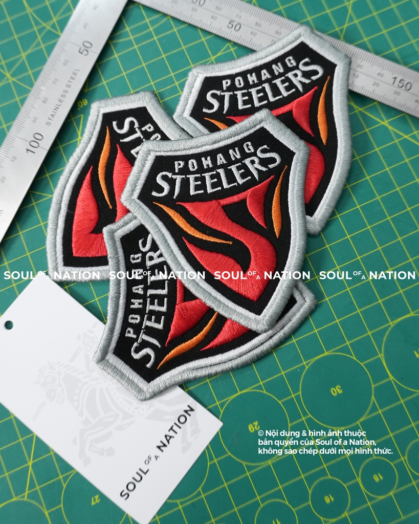 Patch thêu hình ôm viền POHANG STEELERS theo yêu cầu