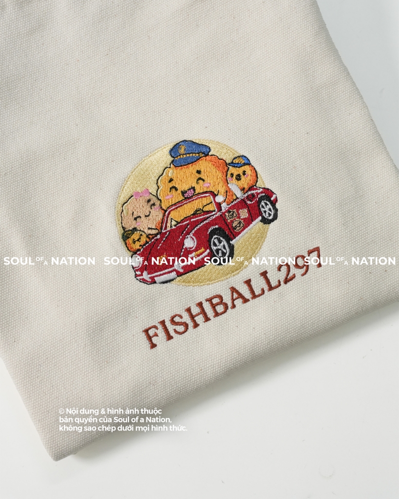 Túi Tote thêu Fishball theo yêu cầu
