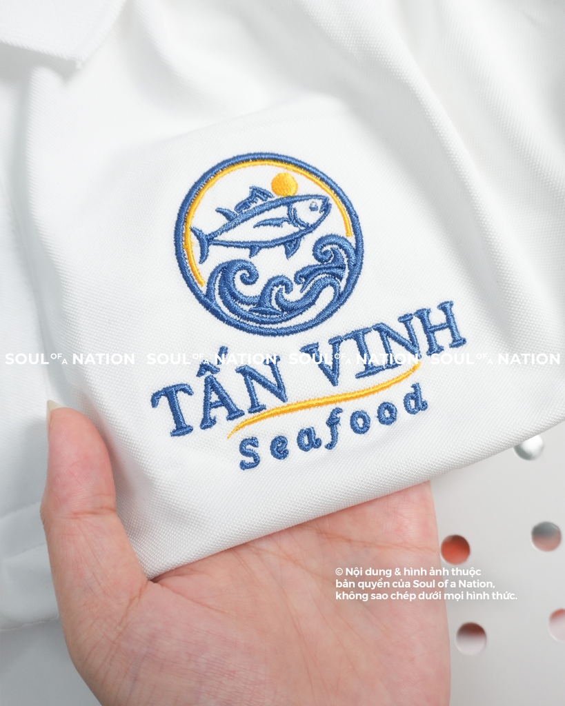 Dự án Áo Polo thêu theo yêu cầu Tấn Vinh seafood