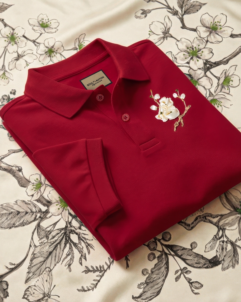 Áo Polo Thêu Ruy Băng Thủ Công - Mai Hoa Như Ý