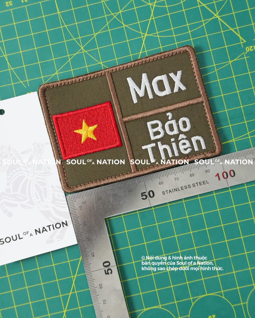 Patch thêu hình chữ nhật Max, Bảo Thiên theo yêu cầu