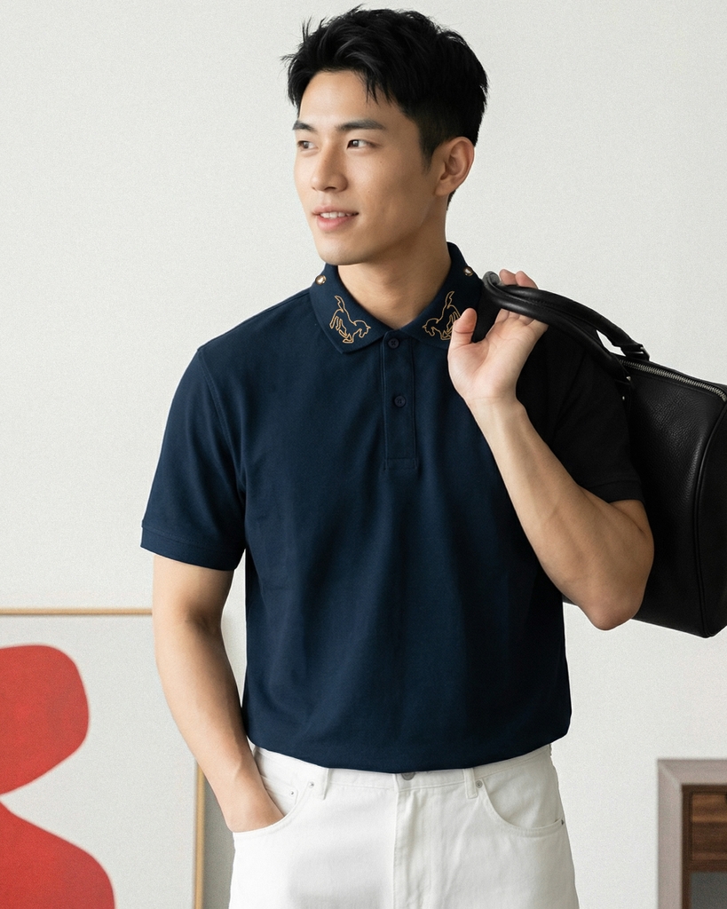 Áo Polo - Thêu Song Mã Phi Phong