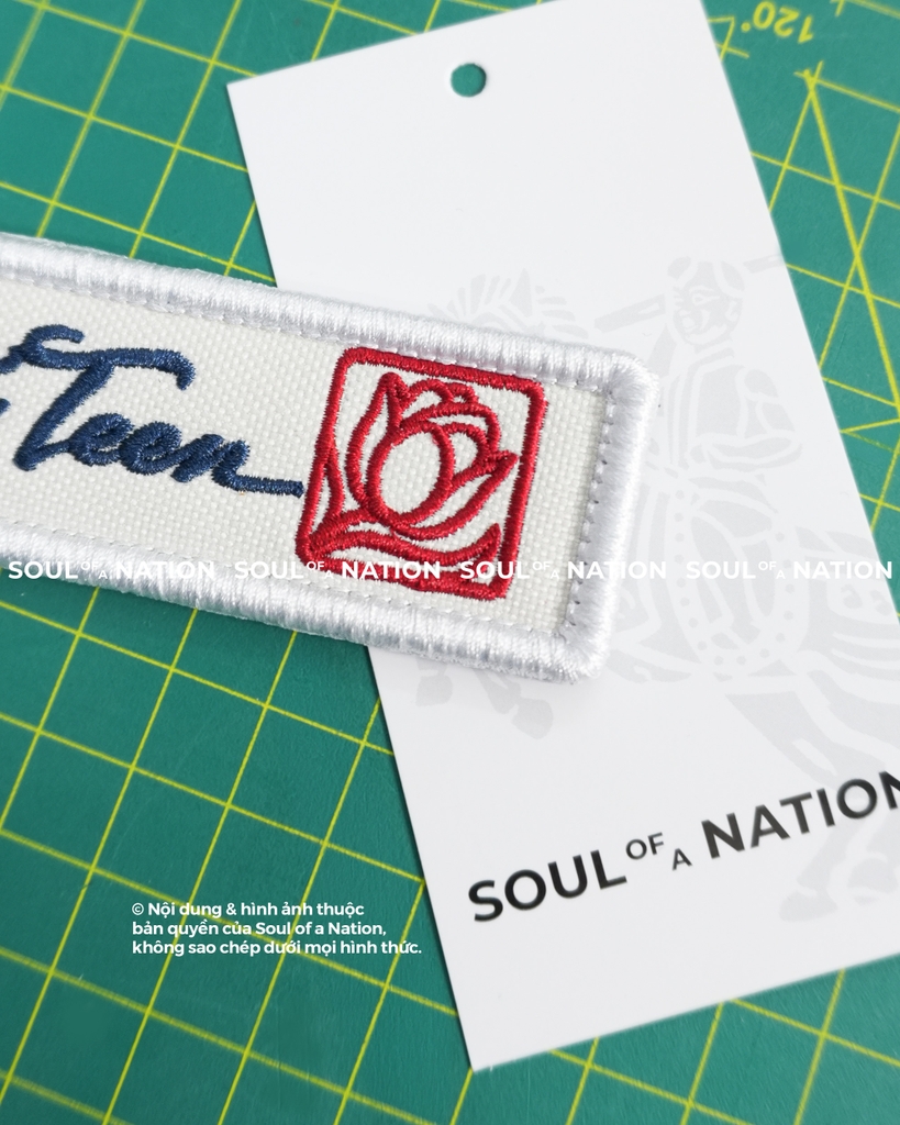 Patch thêu hình chữ nhật Mỹ Teen theo yêu cầu