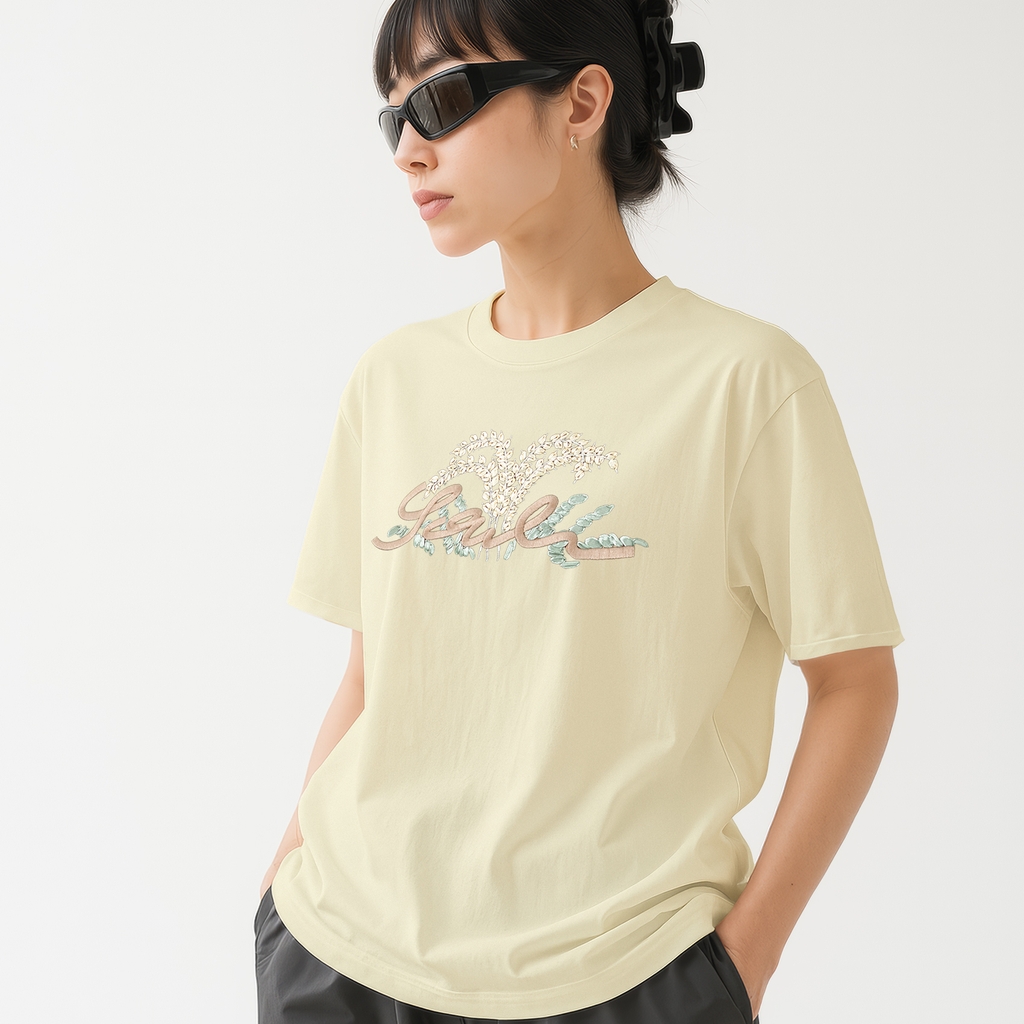 Áo Thun Thêu Ruy Băng Thủ Công - Lúa Phú Quý