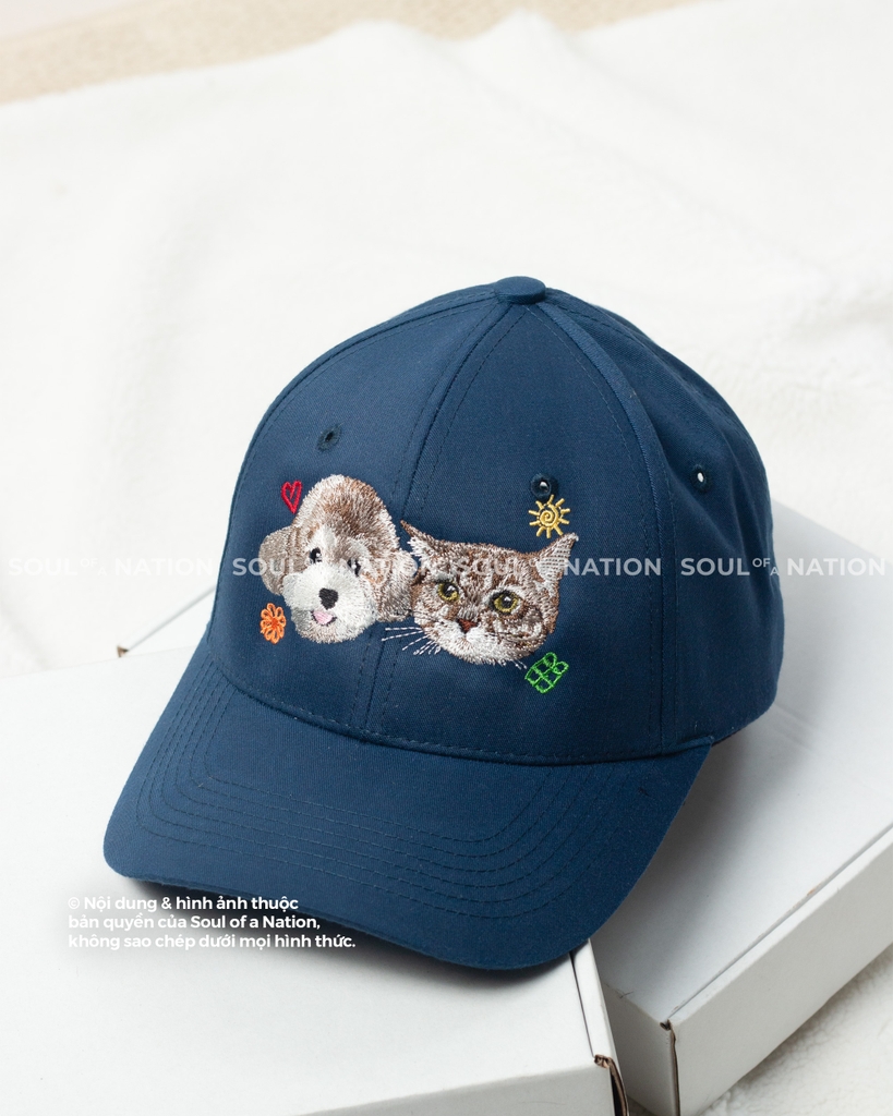 Dự án nón lưỡi trai thêu chân dung thú cưng 4 pet chó mèo