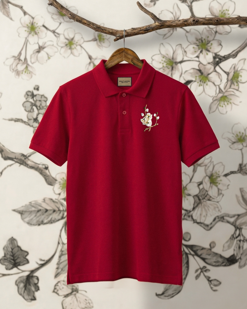 Áo Polo Thêu Ruy Băng Thủ Công - Mai Hoa Như Ý