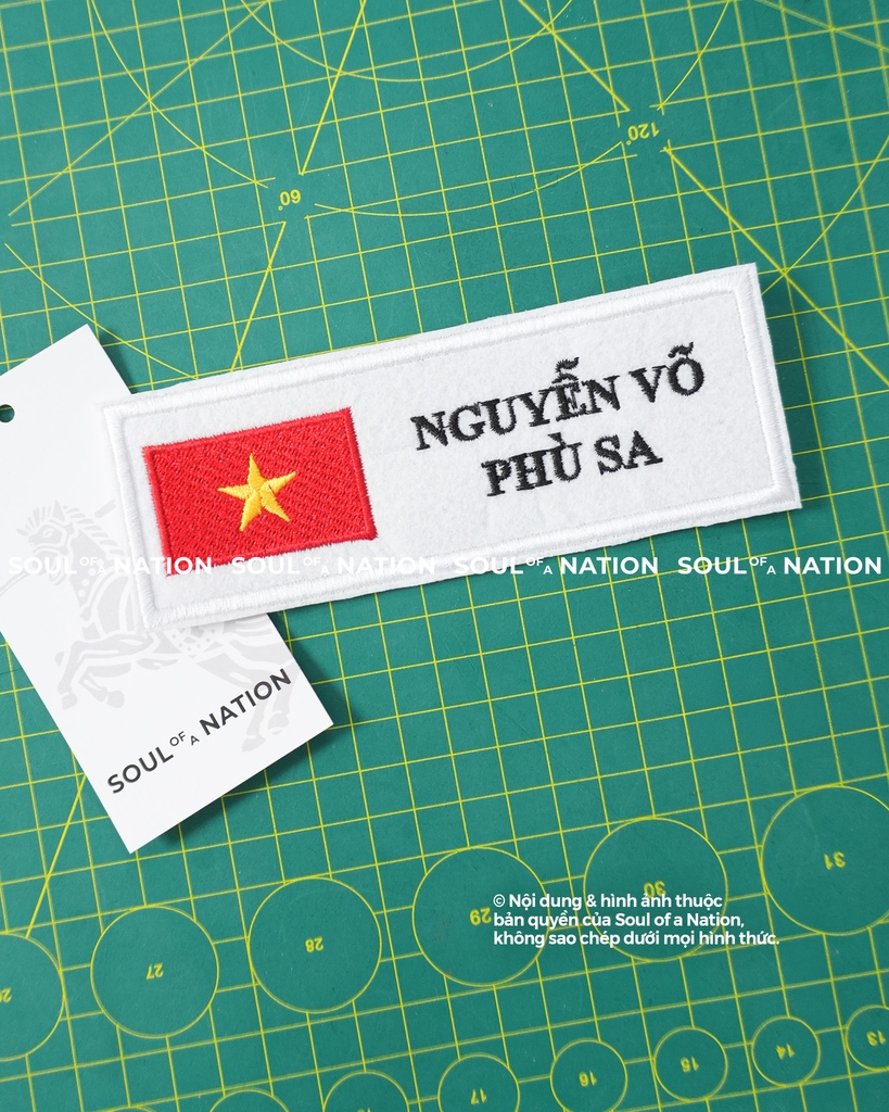 Patch thêu hình chữ nhật Nguyễn Võ Phù Sa mẫu 1 theo yêu cầu