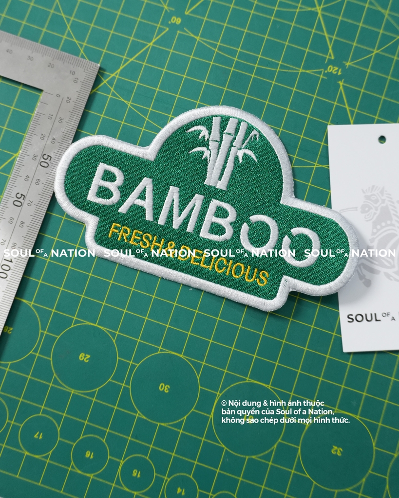 Patch thêu hình ôm viền BAMBOO theo yêu cầu
