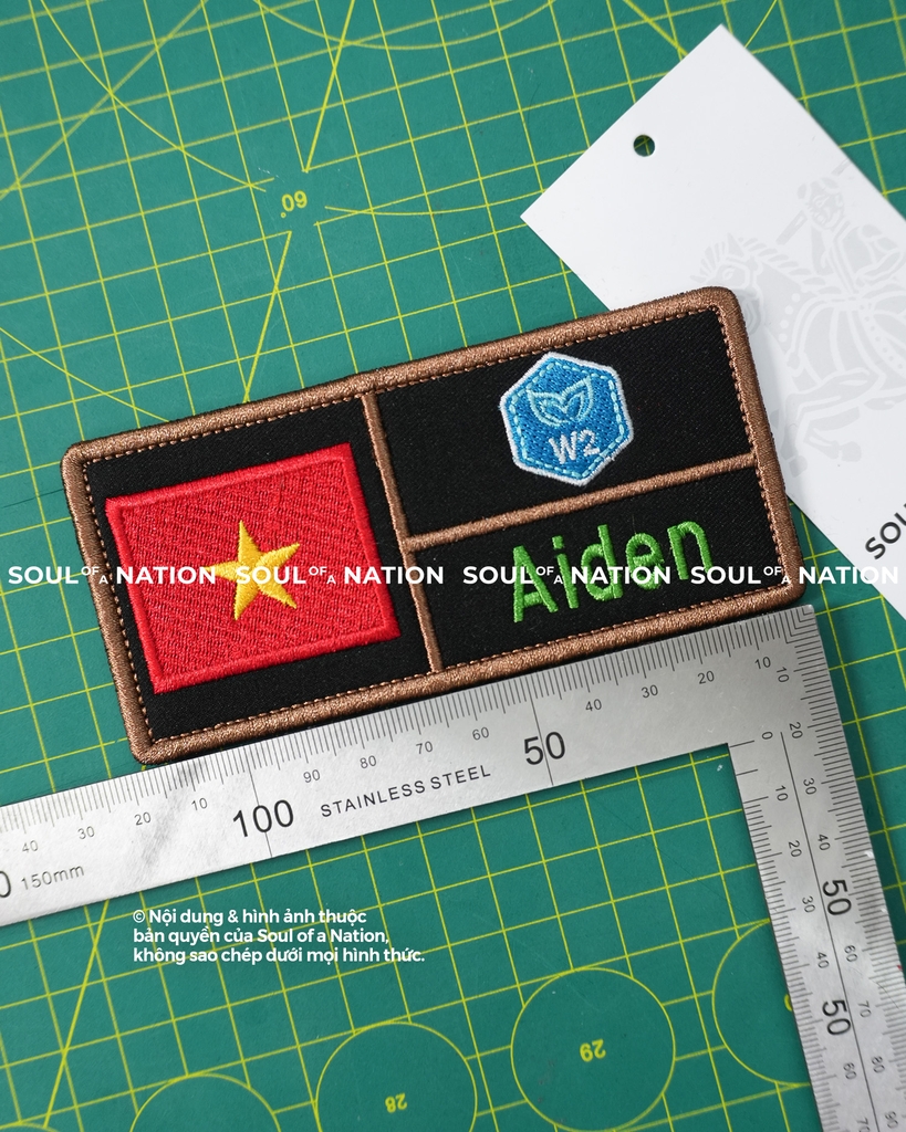 Patch thêu hình chữ nhật Aiden theo yêu cầu