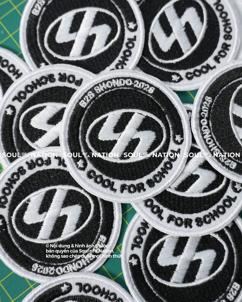 Patch thêu hình tròn COOL FOR SCHOOL theo yêu cầu