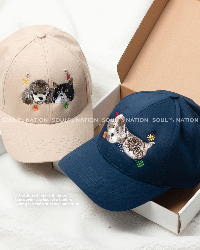 Dự án nón lưỡi trai thêu chân dung thú cưng 4 pet chó mèo
