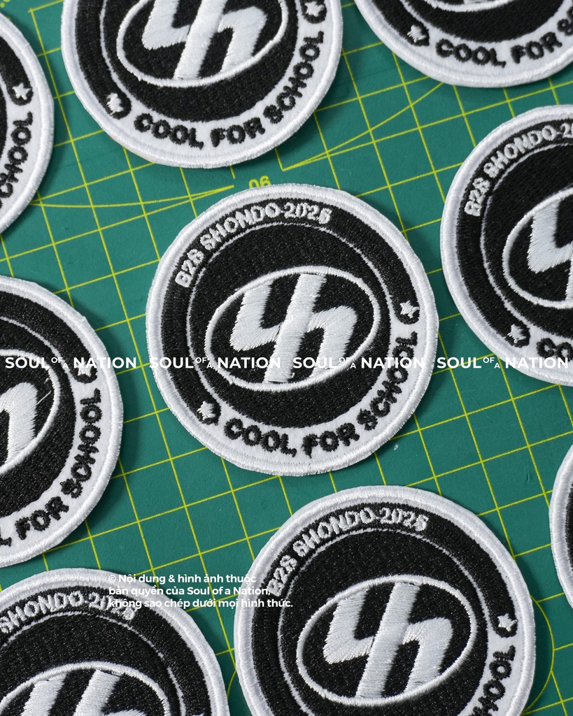 Patch thêu hình tròn COOL FOR SCHOOL theo yêu cầu