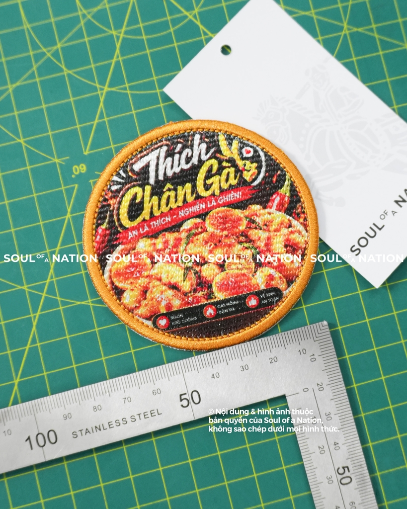 Patch thêu nhuộm màu chỉ hình tròn Chân gà theo yêu cầu