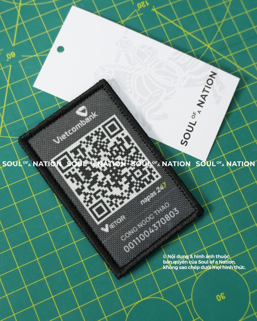 Patch thêu hình chữ nhật Mã QR Vietcombank theo yêu cầu