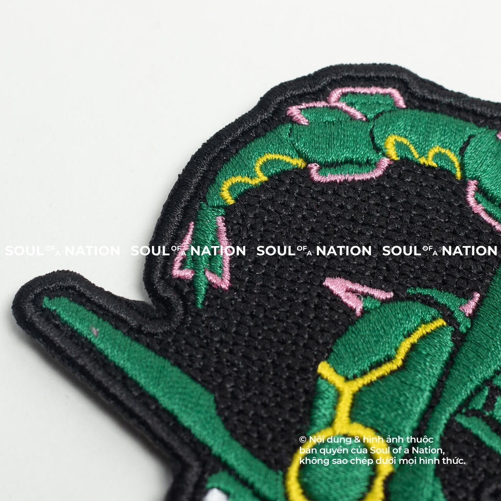 Patch thêu hình ôm viền có velcro Rồng Xanh theo yêu cầu