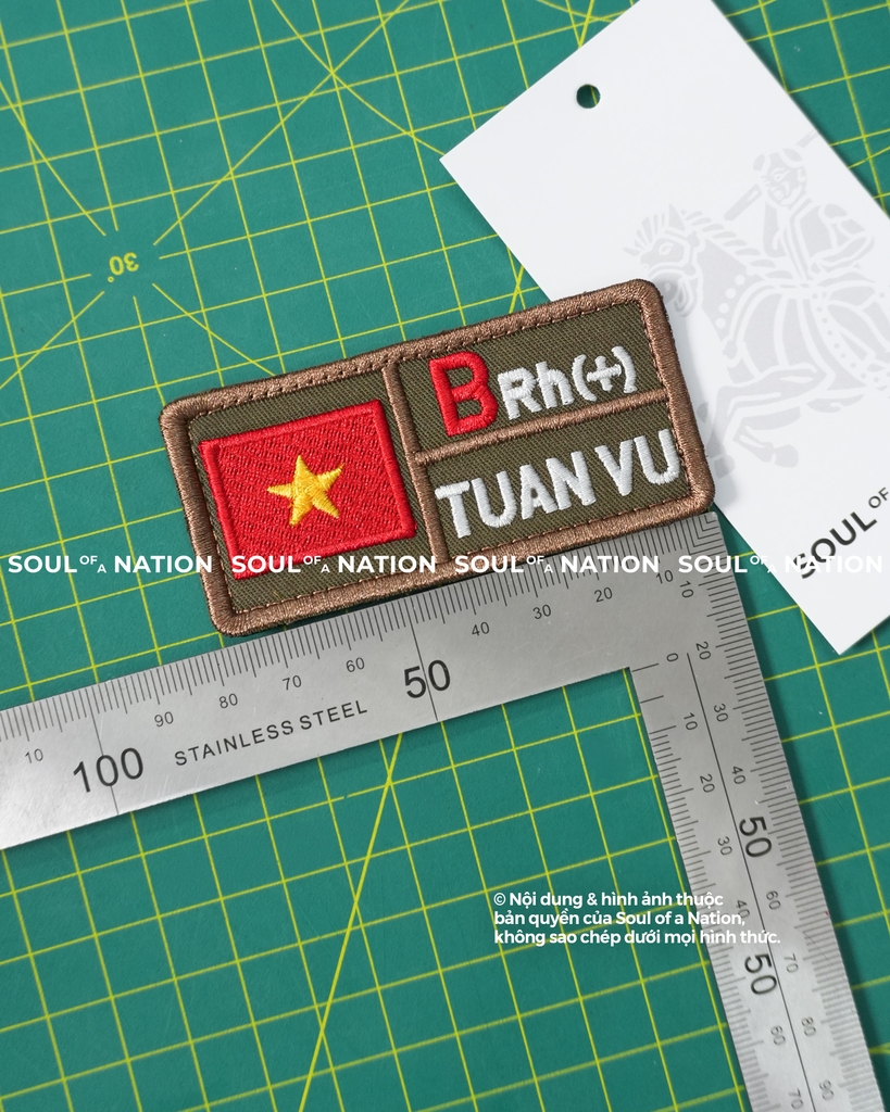Patch thêu hình chữ nhật Nhóm máu TUAN VU theo yêu cầu