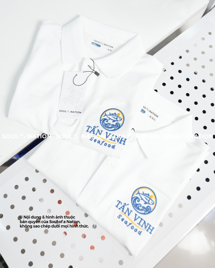 Dự án Áo Polo thêu theo yêu cầu Tấn Vinh seafood