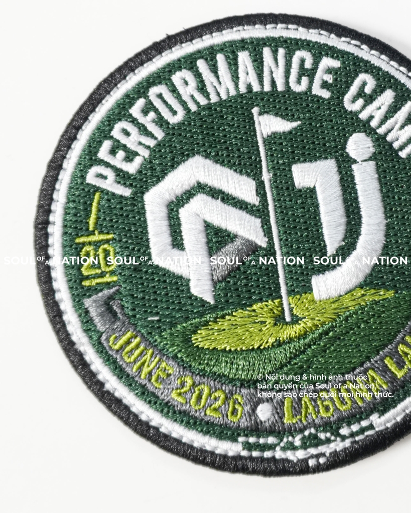 Patch thêu hình tròn PERFORMANCE CAMP theo yêu cầu
