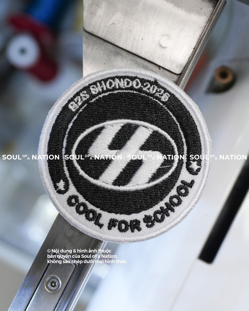 Patch thêu hình tròn COOL FOR SCHOOL theo yêu cầu