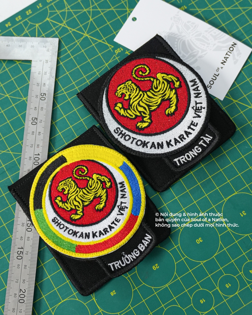 Patch thêu hình tròn kết hợp thẻ đeo SHOTOKAN KARATE VIỆT NAM theo yêu cầu