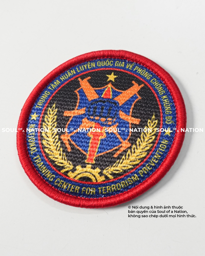 Patch thêu nhuộm màu chỉ hình tròn Phòng Chống Khủng Bố theo yêu cầu