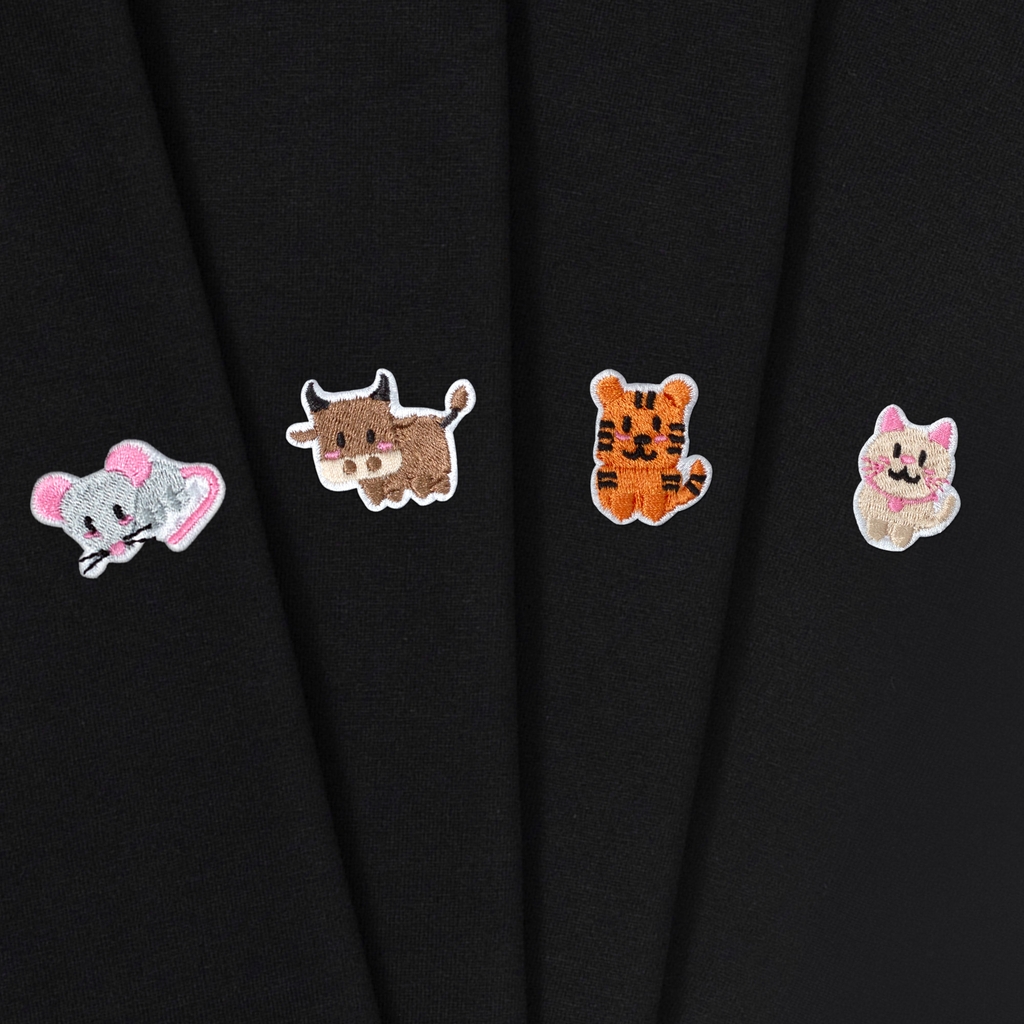 Áo thun - Thêu 12 Con Giáp Cute Đen