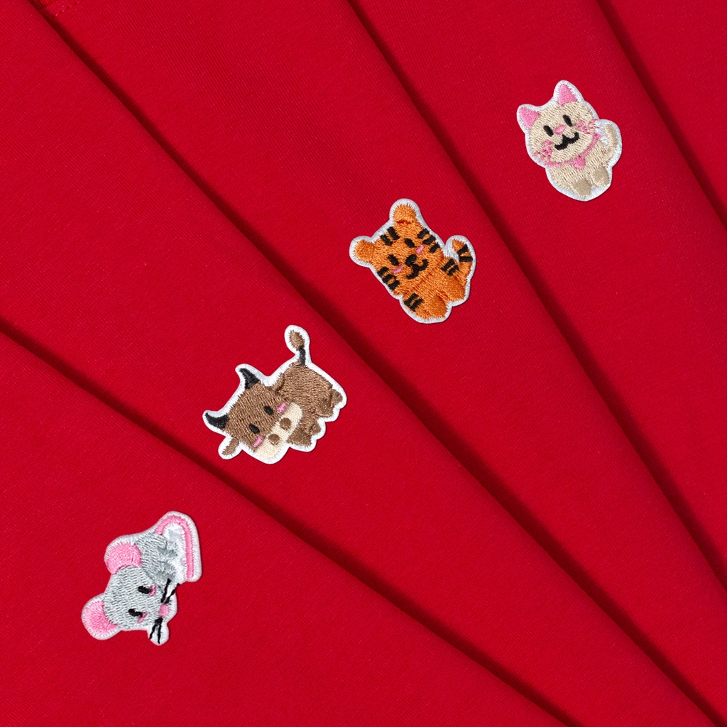 Áo Thun Trẻ Em - Thêu 12 Con Giáp Cute Đỏ