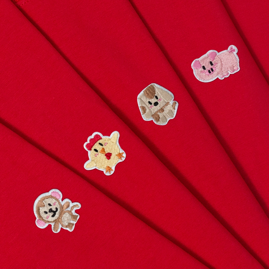 Áo Thun Trẻ Em - Thêu 12 Con Giáp Cute Đỏ