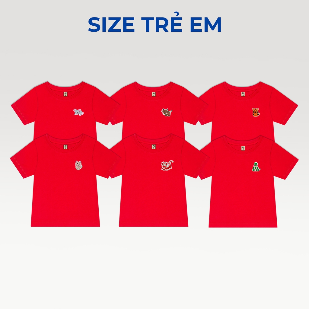 Áo Thun Trẻ Em - Thêu 12 Con Giáp Cute Đỏ