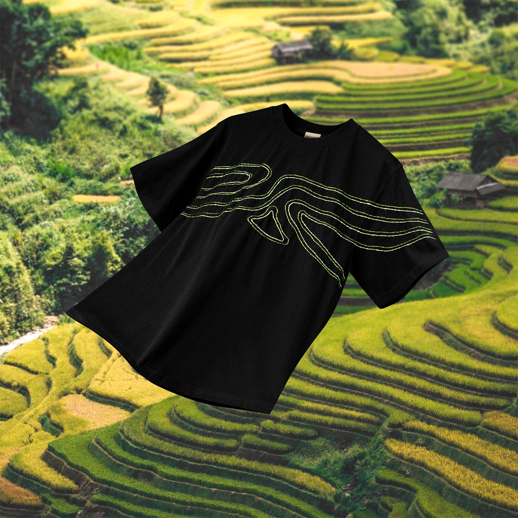 Áo Thun Thêu Ruy Băng Thủ Công - Ruộng Bậc Thang